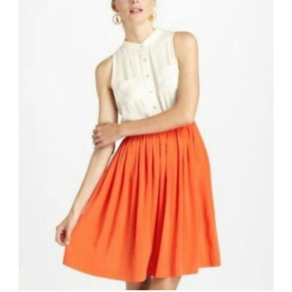 Women's Anthropologie Tank Dress Size 12 Orange and White - Picture 2 of 13